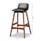 Baxton Studio Darrin Mid-Century Modern Black Faux Leather and Walnut Brown Finished Wood 2-Piece Bar Stool Set 176-11018-Zoro - alternate 6